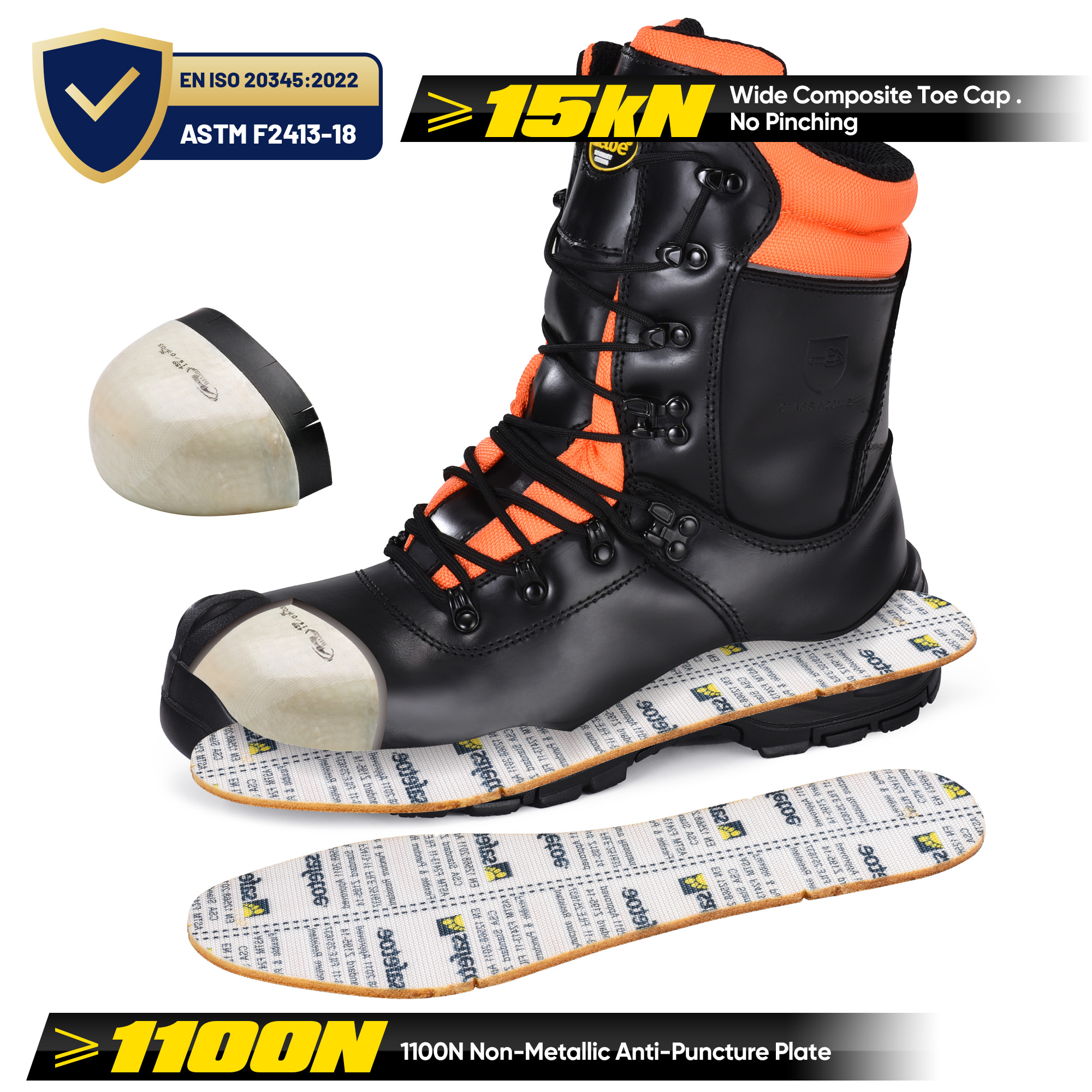 Leichte Kettensägen -Logger -Sicherheitsstiefel Spitze zu Toe LMZ9051088 