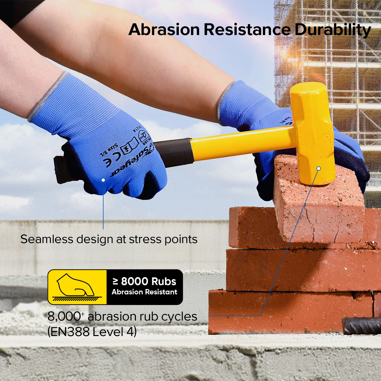PU-beschichtete Hochleistungs-Arbeitshandschuhe PN8003 Blau