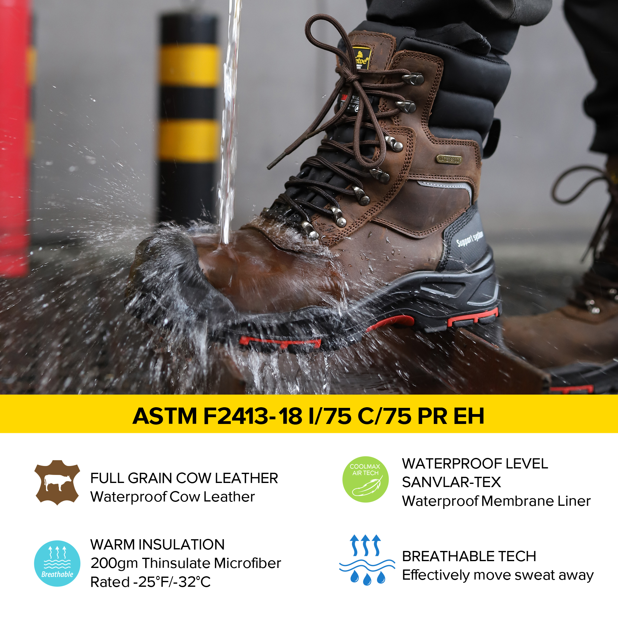 Herren warme Sicherheit Stiefel Ölfestes Arbeitsstiefel wasserdicht H-9552