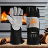 Hitzebeständige Handschuhe für Schweißhandschuhe, Leder, Rindsleder, FL-1023, Schwarz und Grau