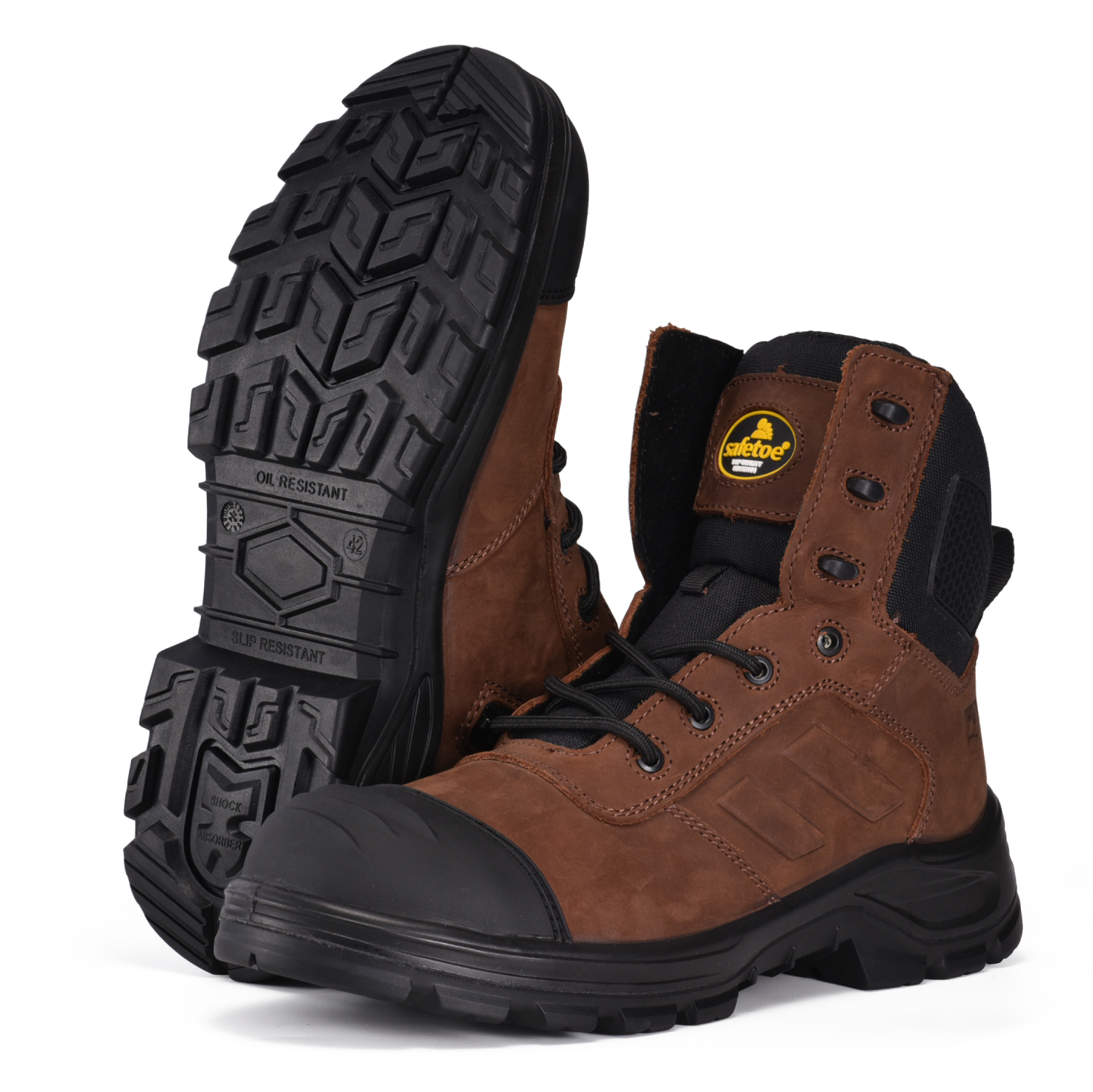 Hochwertiges Zip-Design Nubuck Cow Leatther Bauarbeit Stiefel M-8578 Brown