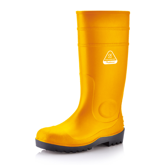 Regenstiefel mit schwerer Stahlzehen W-6037 Gelb