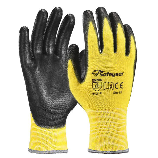 PU beschichtete Hochleistungsarbeit Handschuhe PN8003 Gelb