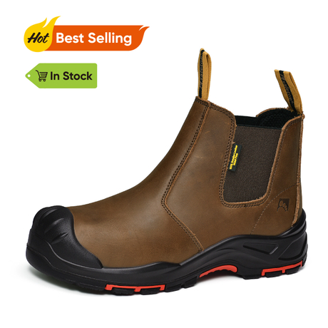 Herren Ledersicherheit Composite Chelsea-Händler Slip auf Knöchelhändler Stiefel M-8025NB