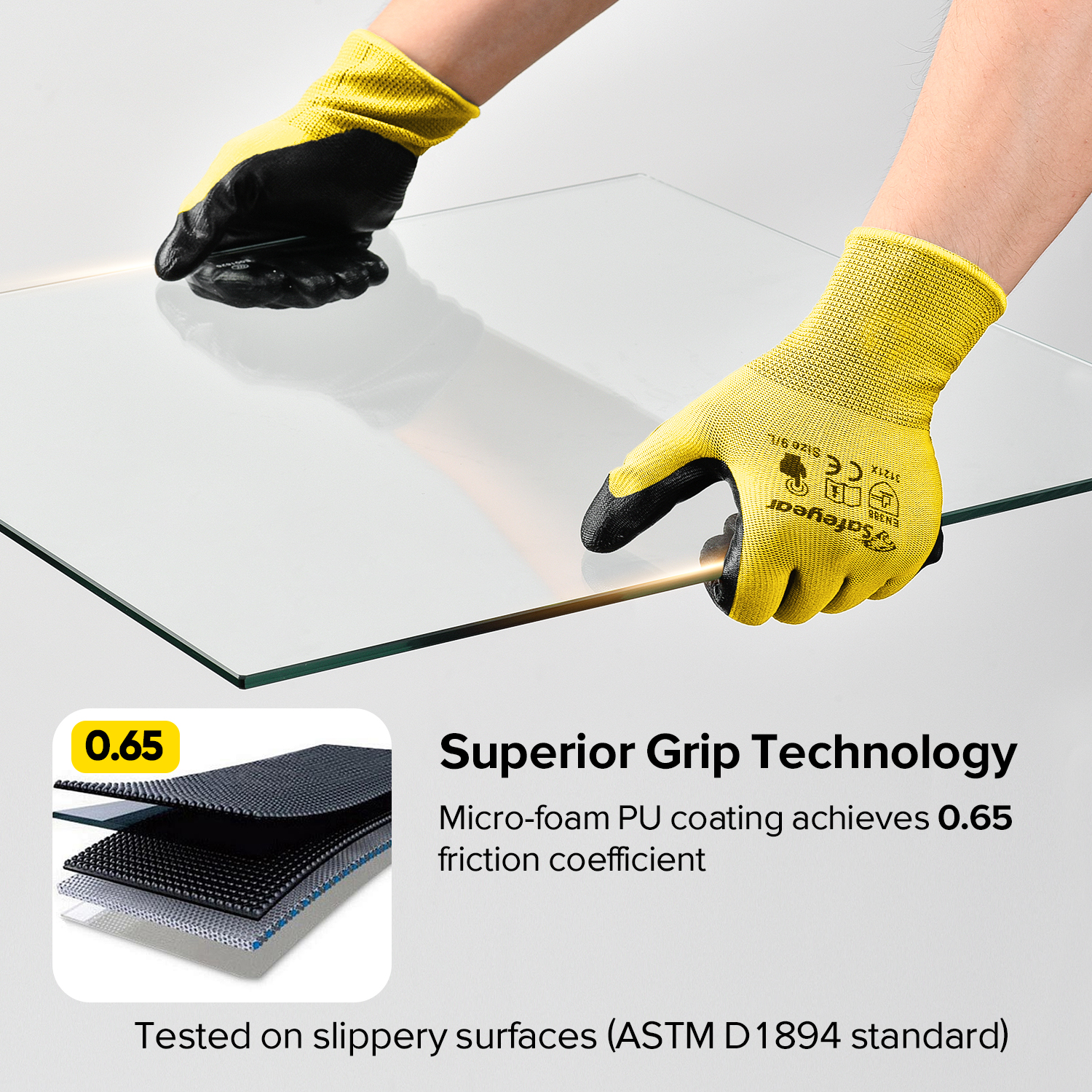 Sicherheitsarbeitshandschuhe mit Nitrilbeschichtung N1552 Gelb