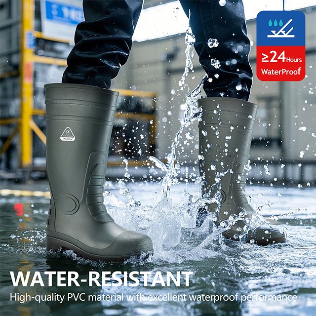 PVC-Kaugummi-Regenstiefel W-6038 Grün