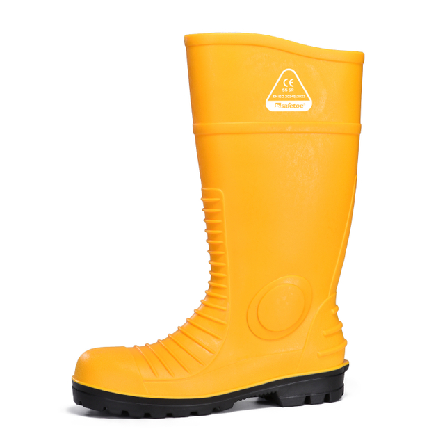 Gummistiefel aus PVC, wasserdicht, W-6055, Gelb