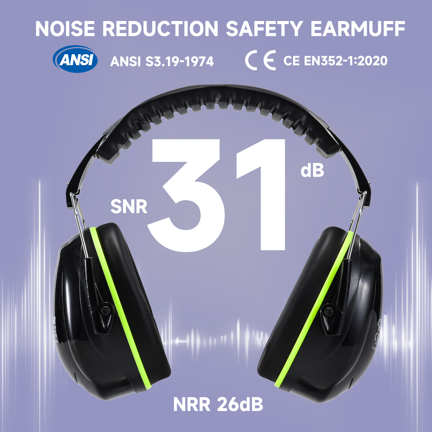 ABS Hörschutz Ohrmuffs Schutzohrmuffs Bereit fm-1b grün