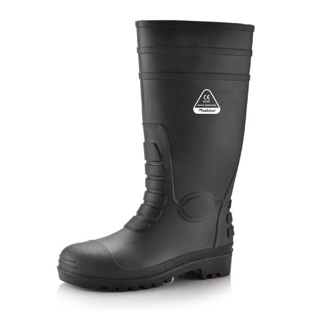 Wasserdichte Gummi-Gummi-Stiefel W-6038 Schwarz