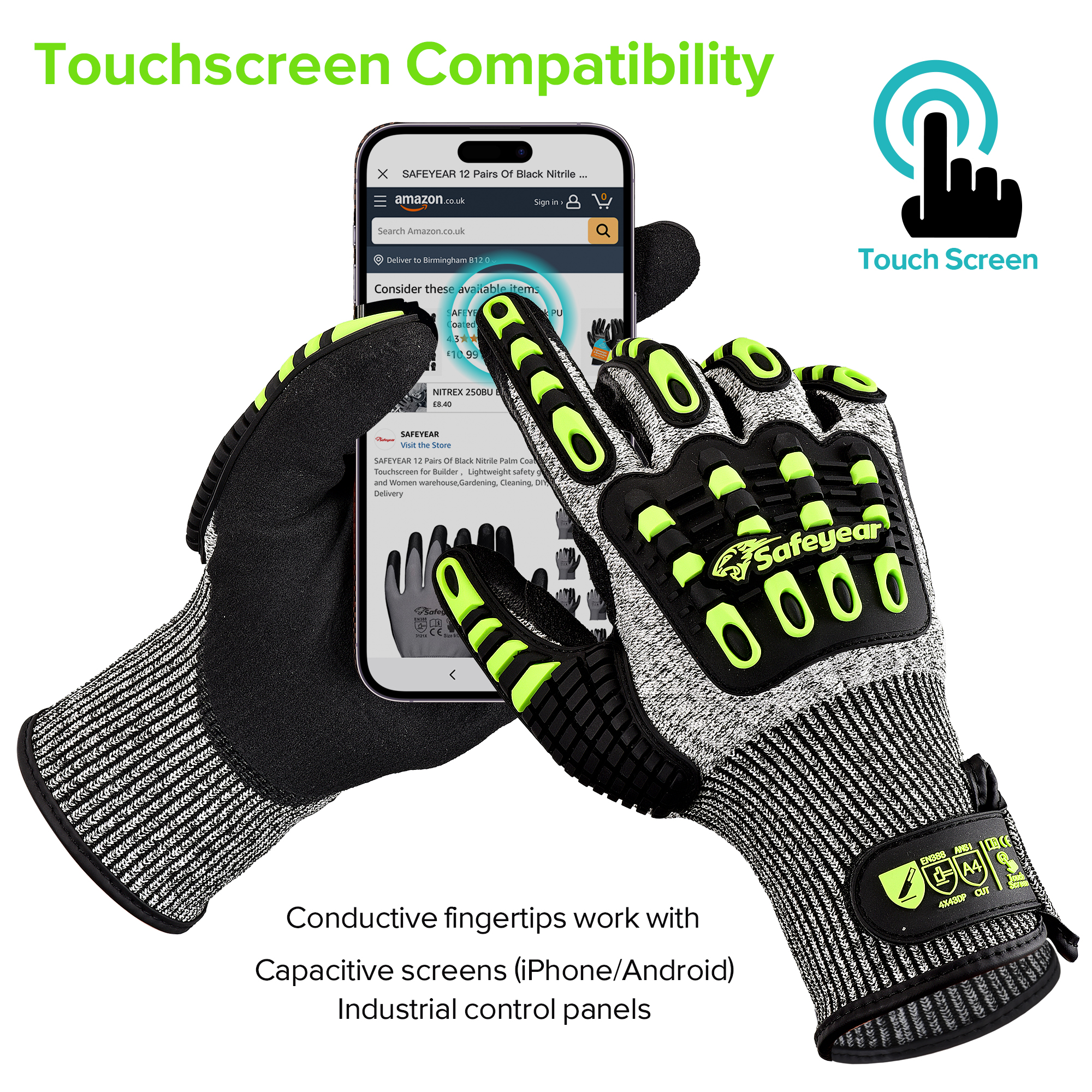 HDPE -Schnittpegelhandschuhe Schutzarbeit Handschuhe TPR9004 Grün