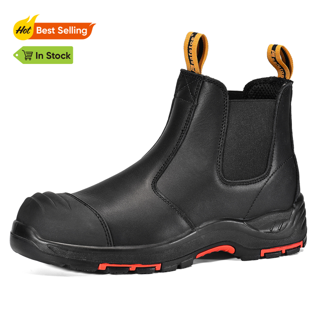 Schwarze Ledersicherheitsstiefel für Männer und Frauen M-8025NB BK