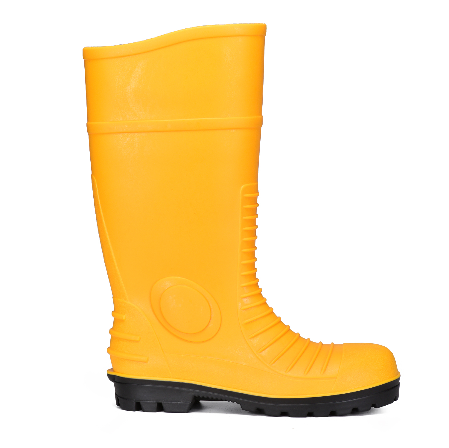 Gelbe Bergbau-PVC-Sicherheitsregenstiefel mit Stahlkappe W-6055 Gelb