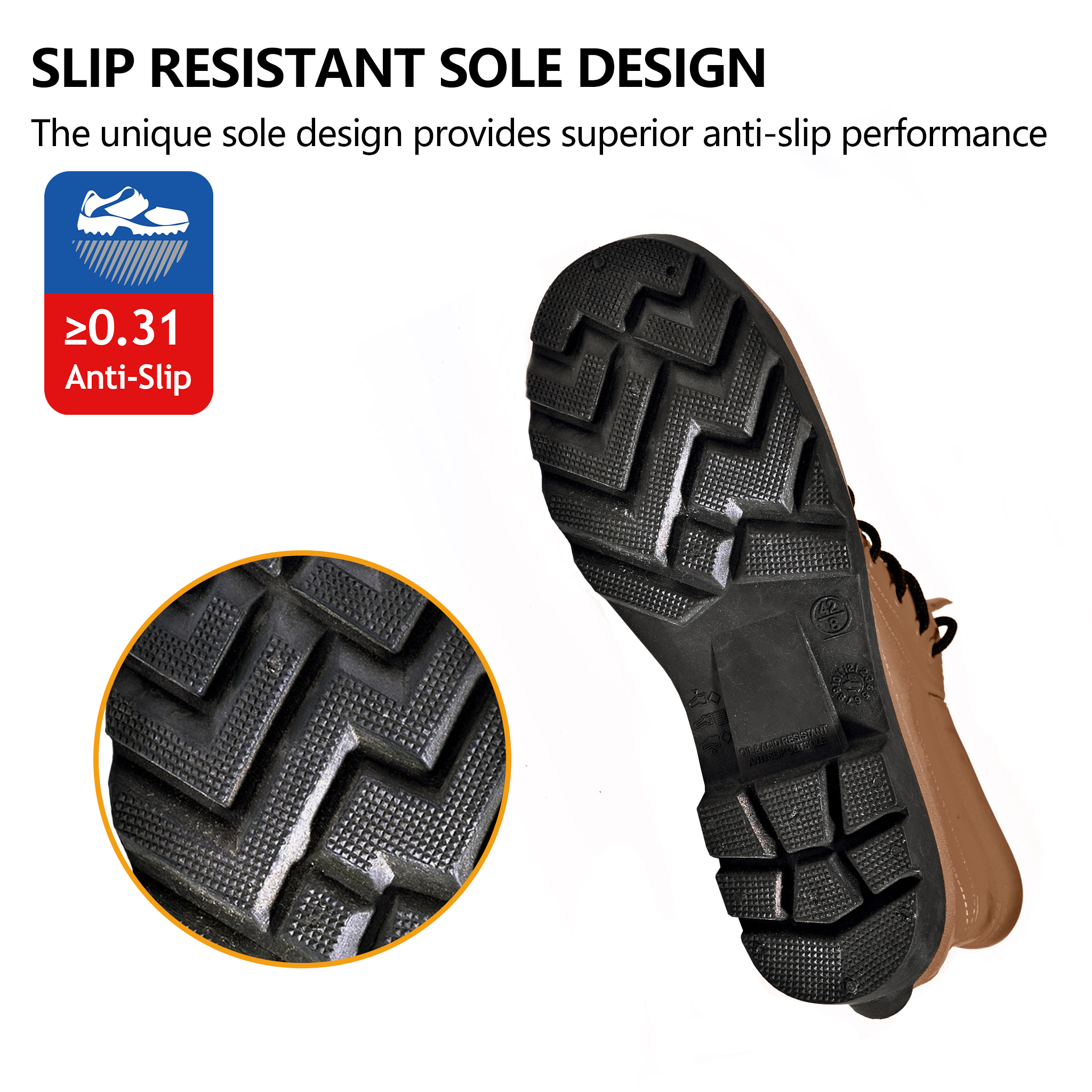 Niedrige Herren-Regenstiefel W-6050 Braun SteelGuarder