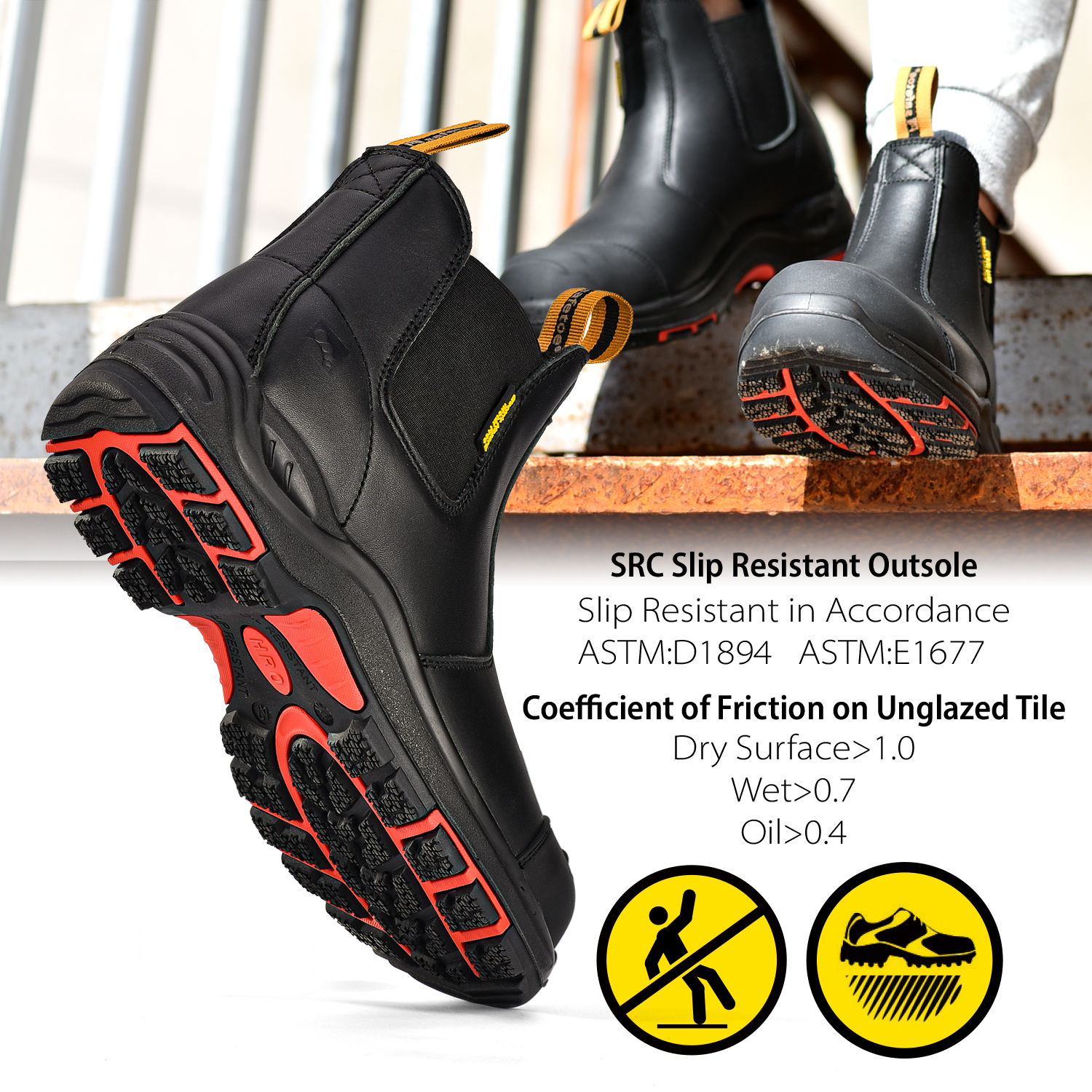 Slip-On-Sicherheitsstiefel für den Bergbau aus Verbundstoff M-8025NBK