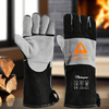 Hitzebeständige Handschuhe für Schweißhandschuhe, Leder, Rindsleder, FL-1023, Schwarz und Grau
