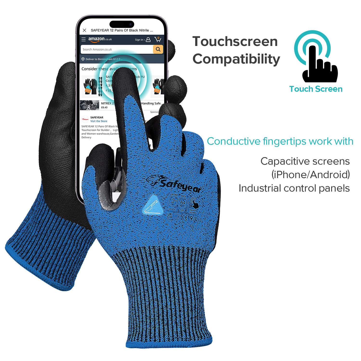 Bauarbeitshandschuhe Schnittfeste Sicherheitsarbeitshandschuhe PD8045 Blau