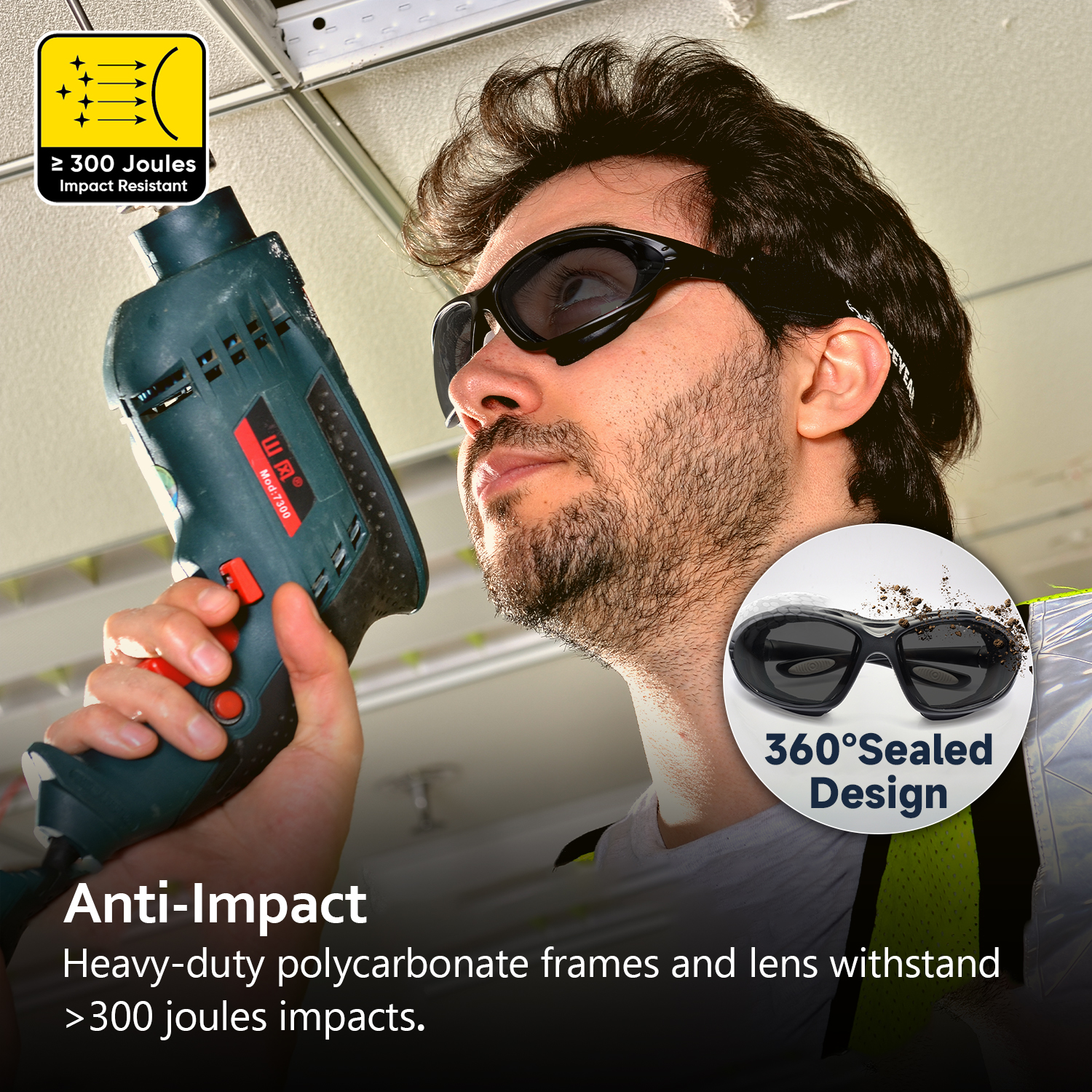 Ultra-Komfort-Antibeschlag-Schutzbrille mit gepolstertem Innenschaum | ANSI Z87.1 & EN166 SG002 Schwarz