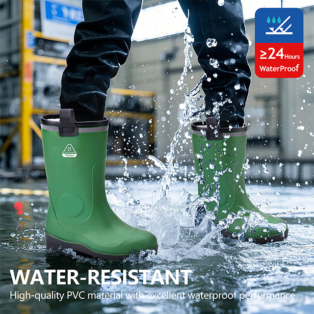 Pelzfutter Regenstiefel W-6037 Grün Tief