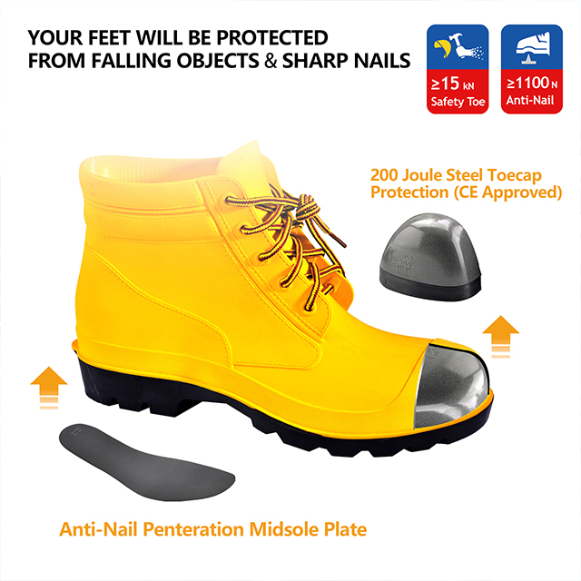 Stahlzehen Regenstiefel W-6050 Gelb