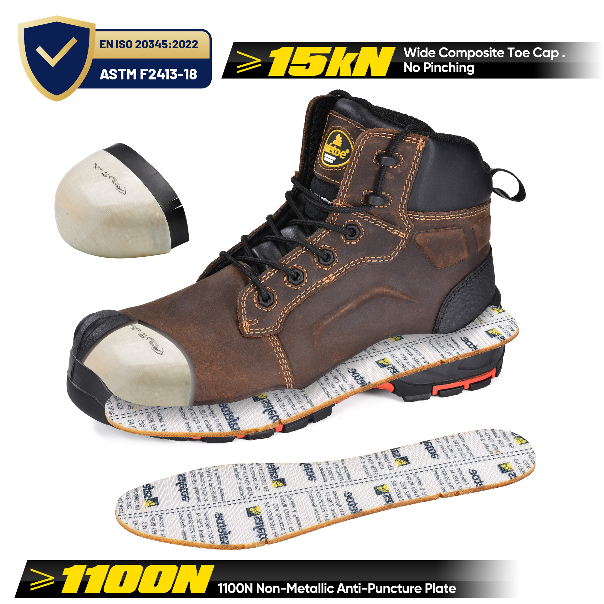 Superior Oil & Slip Resistant Metall Free Safety Mining Work Boots M-8552