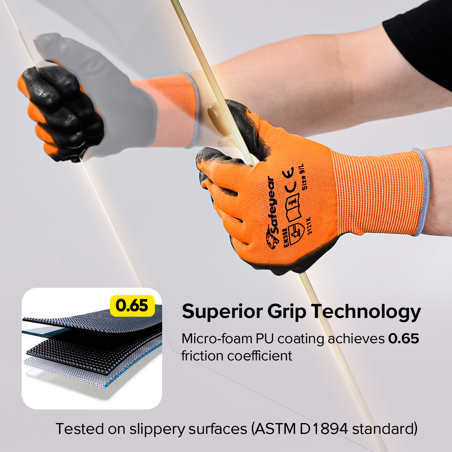 PU-beschichtete Hochleistungs-Arbeitshandschuhe PN8003 Orange