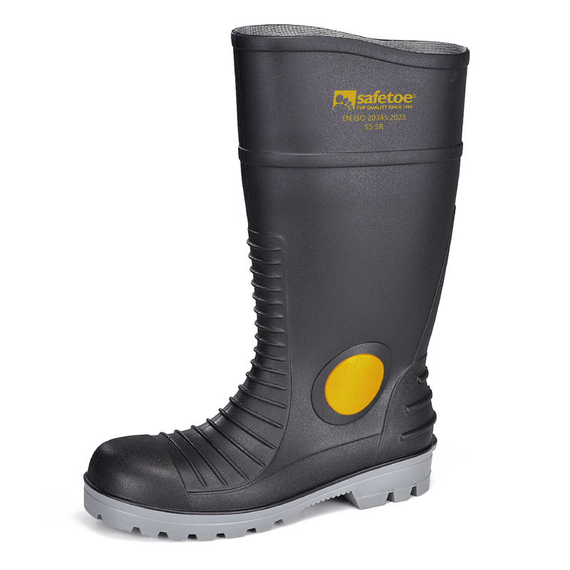 Wasserdichte PVC-Sicherheitsregenstiefel mit Stahlkappe und Stahlplatte W-6055