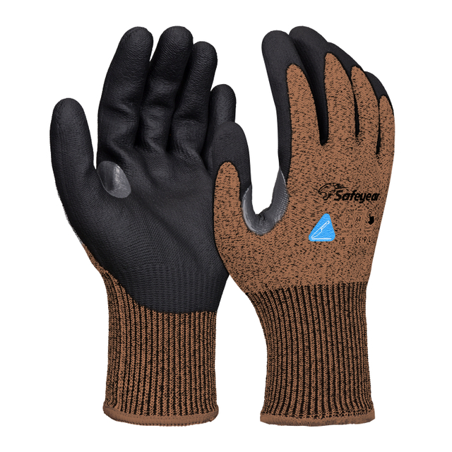 Bauarbeitshandschuhe Schnittfeste Sicherheitsarbeitshandschuhe PD8045 Braun