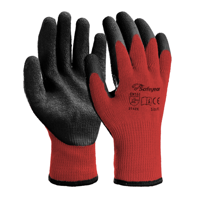 Latexbeschichtete Sicherheitsarbeitshandschuhe LY-3013 Rot
