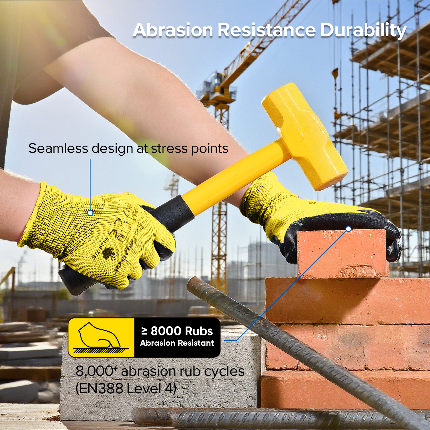 Sicherheitsarbeitshandschuhe mit Nitrilbeschichtung N1552 Gelb