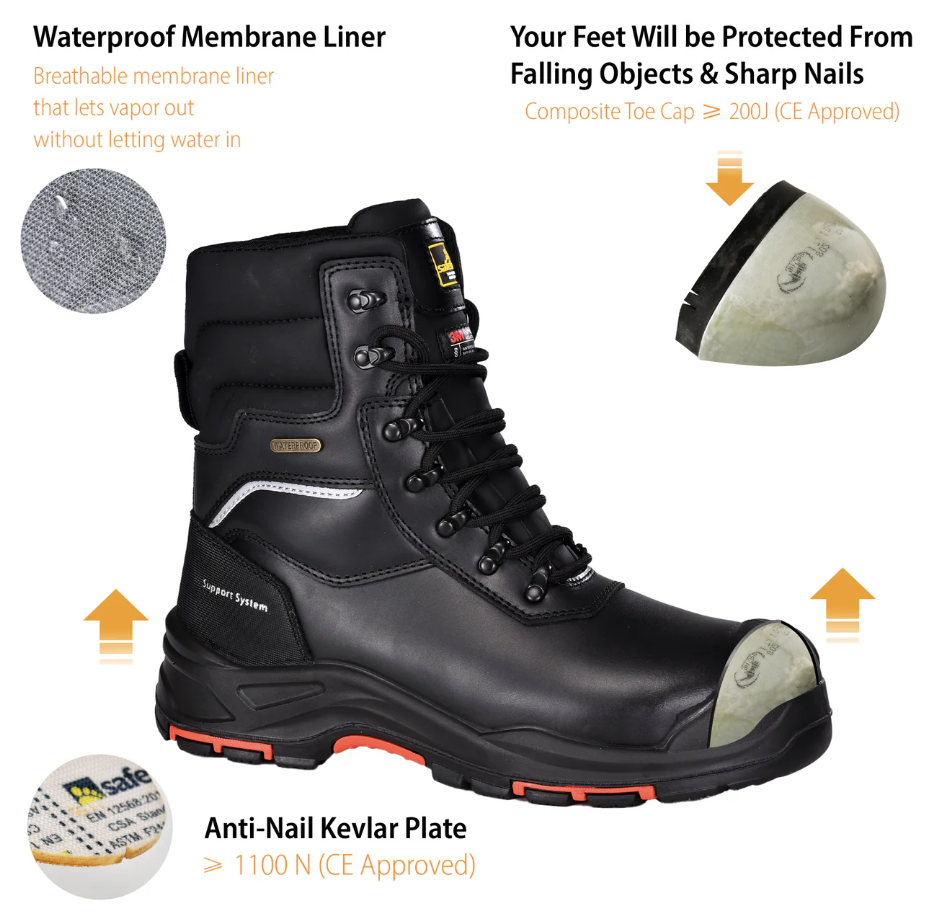 Ölbeständige Arbeitsstiefel mit wasserbeständiger Membran H-9552BK