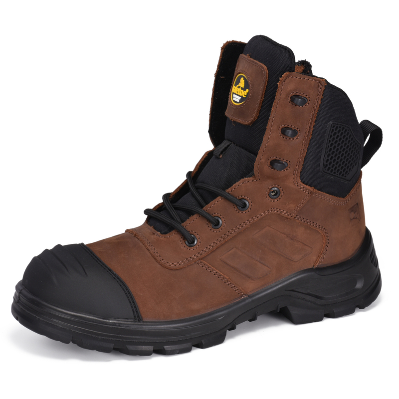 Hochwertiges Zip-Design Nubuck Cow Leatther Bauarbeit Stiefel M-8578 Brown