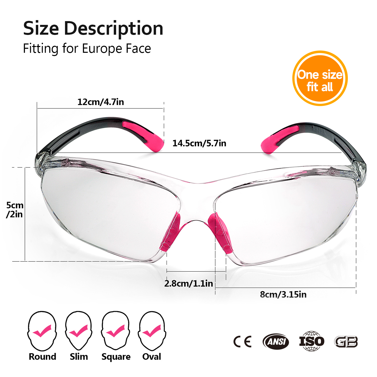 Antibeschlag-Schutzbrille ANSI Z87.1 CE EN166 UV400 Schutzbrille SG003 Pink