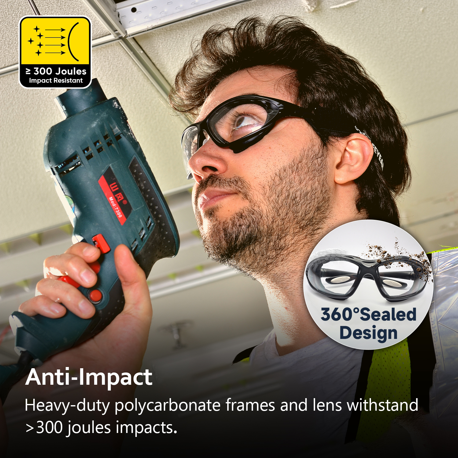 Antibeschlag-Schutzbrille Ultra-Komfort mit gepolstertem Innenschaum | ANSI Z87.1 und EN166 SG002