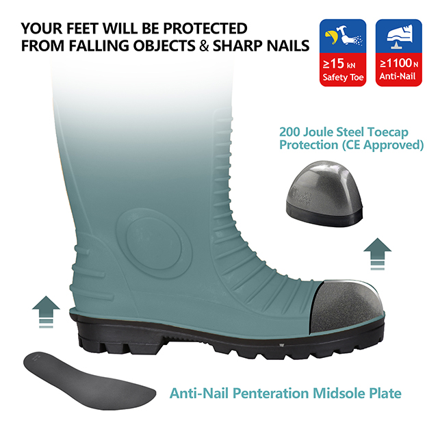 Wasserdichte Regenstiefel für Mann W-6055 Grün