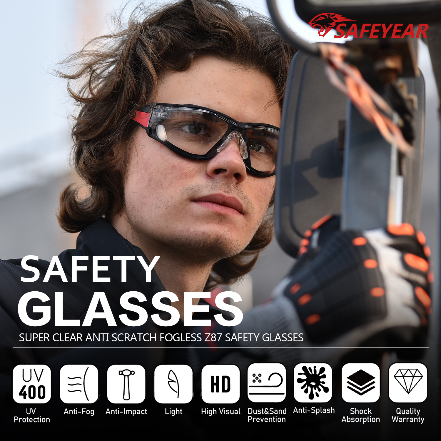  Schutzsicherheitsbrille für Frauen SG037 rot