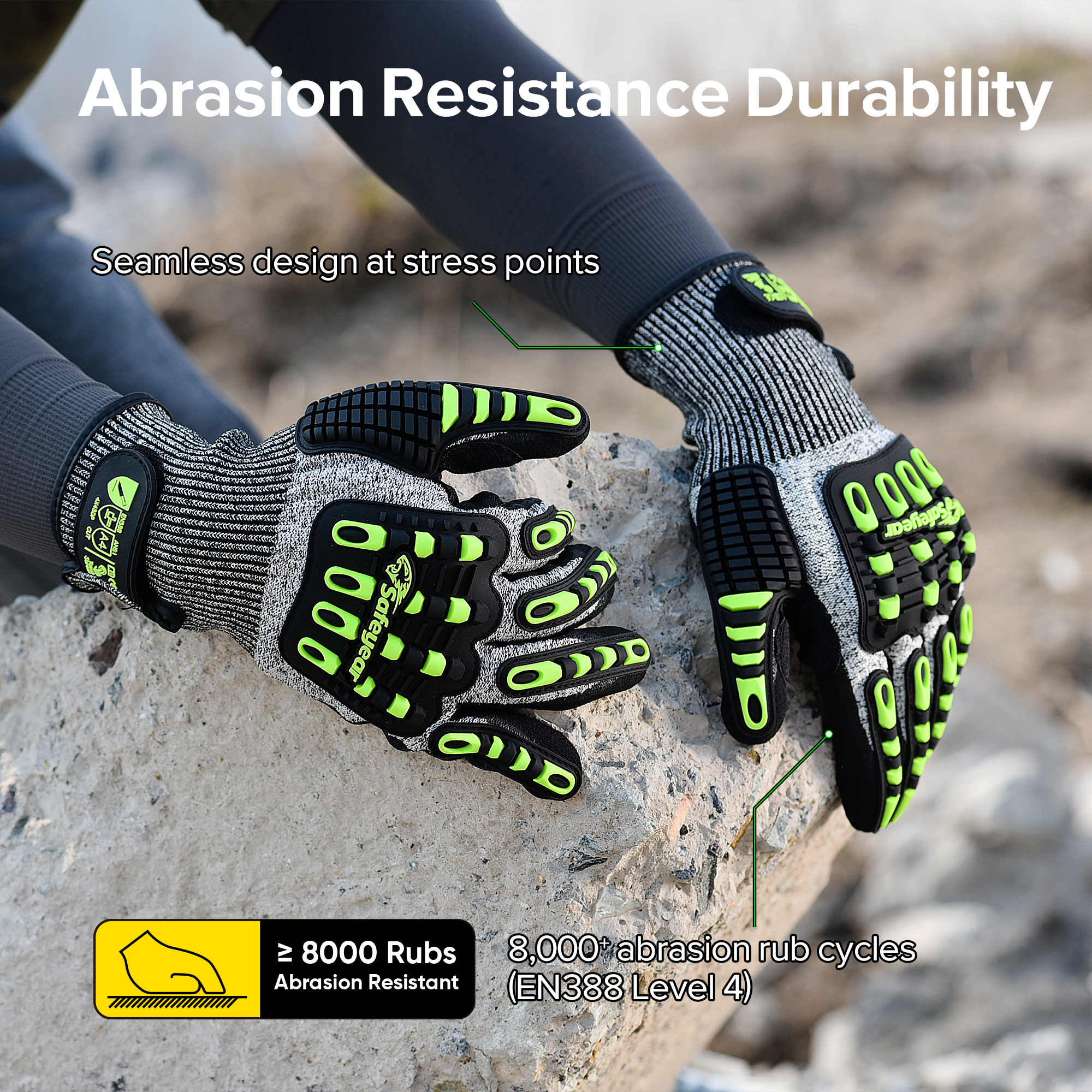 HDPE -Schnittpegelhandschuhe Schutzarbeit Handschuhe TPR9004 Grün