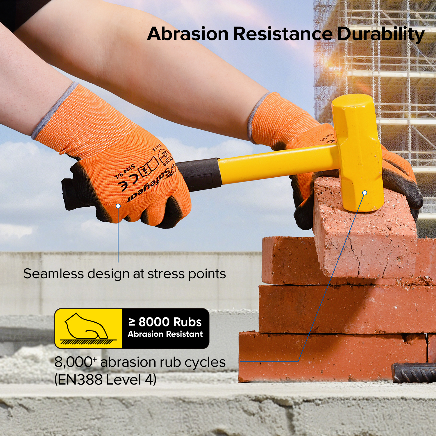 PU-beschichtete Hochleistungs-Arbeitshandschuhe PN8003 Orange