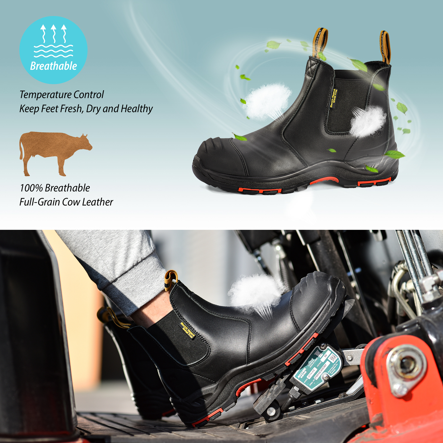 Isolierte Safety Composite Toe Wasserdichte Arbeitsstiefel zum Anziehen