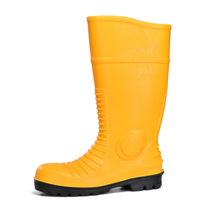 Gelbe Bergbau-PVC-Sicherheitsregenstiefel mit Stahlkappe W-6055 Gelb