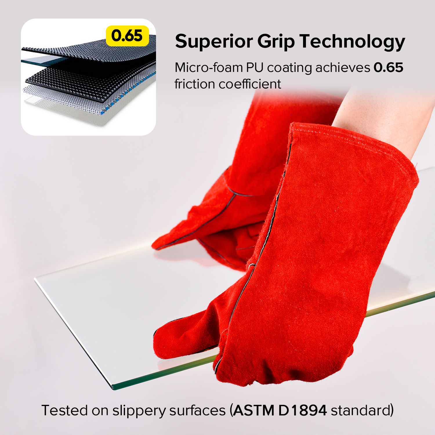 Schweißer-Arbeitshandschuhe aus Leder S-H24 Rot