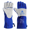 Lichtbogenschutzhandschuhe, Schweißhandschuhe, Leder, Rindsleder, FL-1023, Blau und Grau
