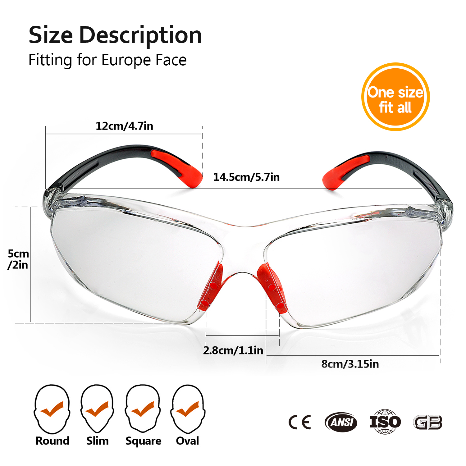 Hochklare Industrie-Schutzbrille SG003 Orange