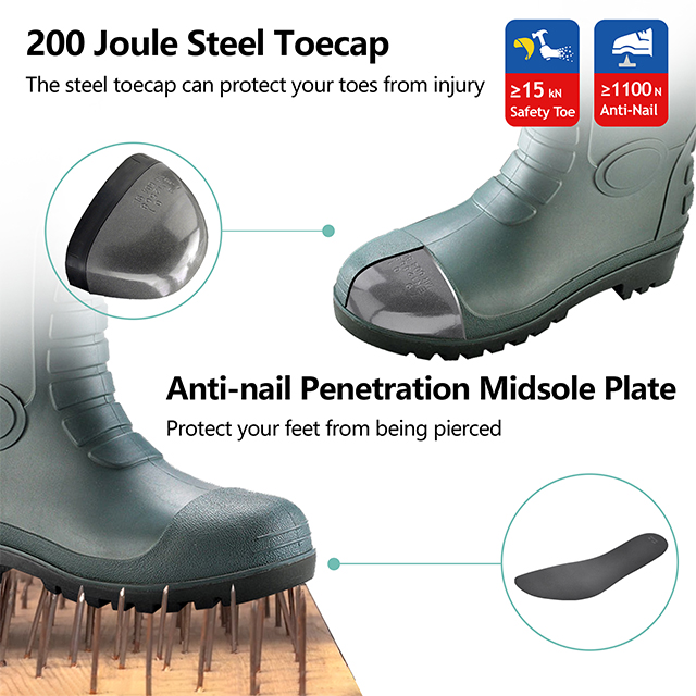PVC-Kaugummi-Regenstiefel W-6038 Grün