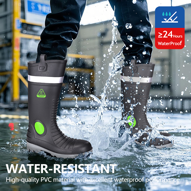 Wasserdichte S5-Stahlzehen PVC-Stiefel W-6055 Aqua Guarder