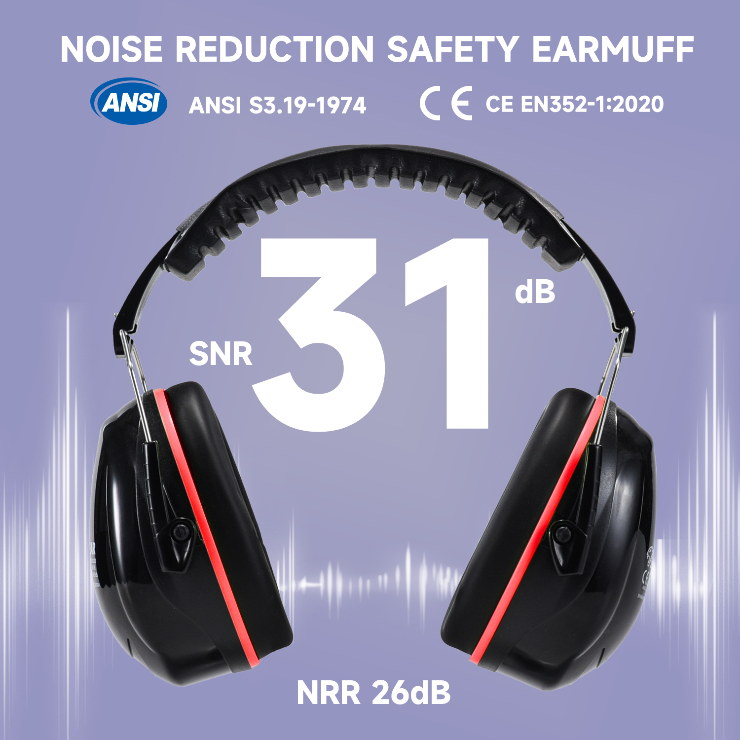 ABS Hörschutz Ohrmuffs Schutzohrmuffs Bereit fm-1b rot