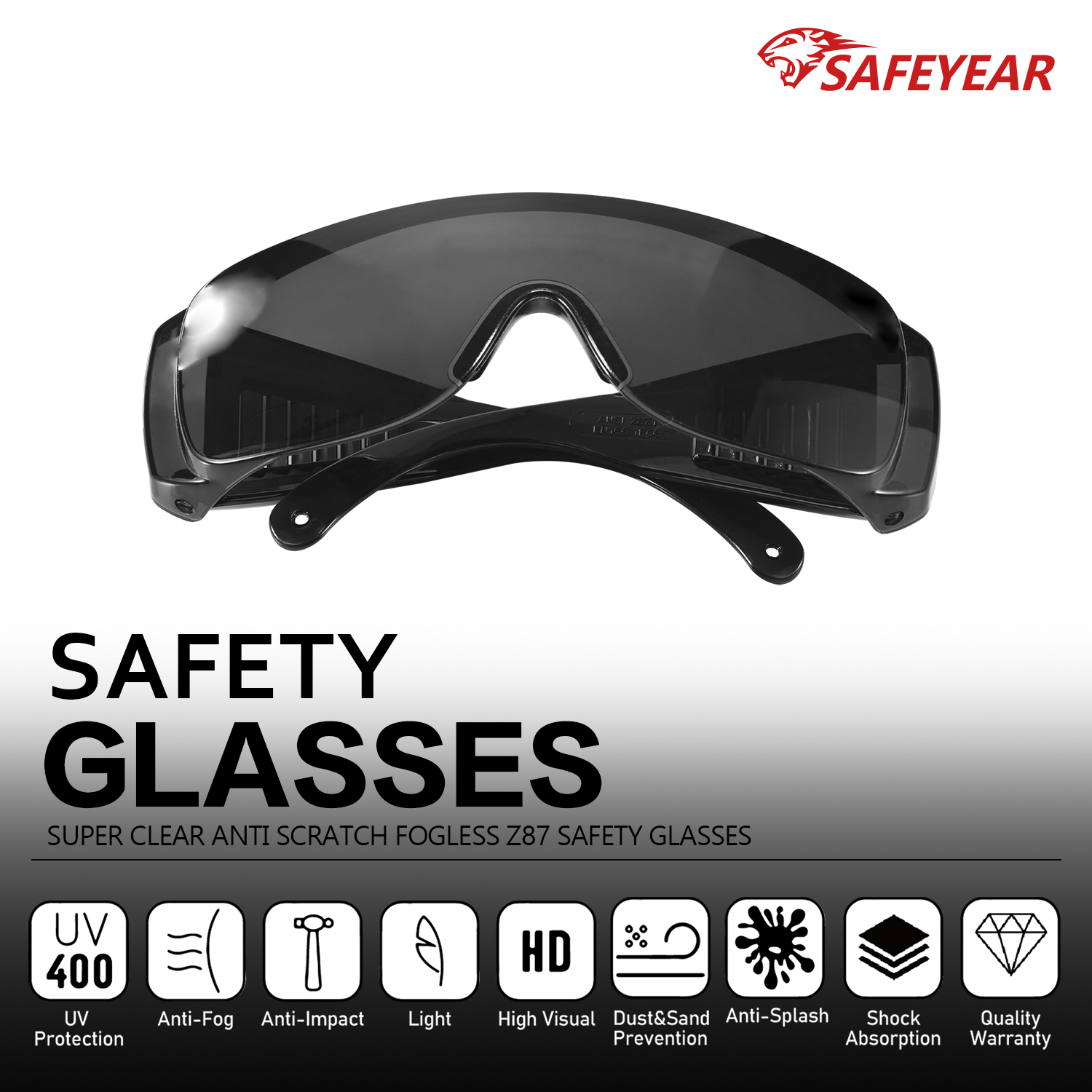 Polycabonat -Sicherheitsbrille SG035 Schwarz