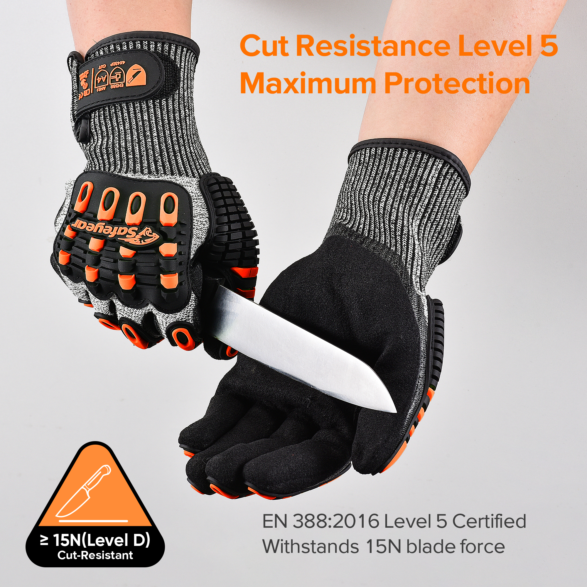 Fabrikarbeit Handschuhe Schnitt resistente mechanische Handschuhe TPR9004 Orange