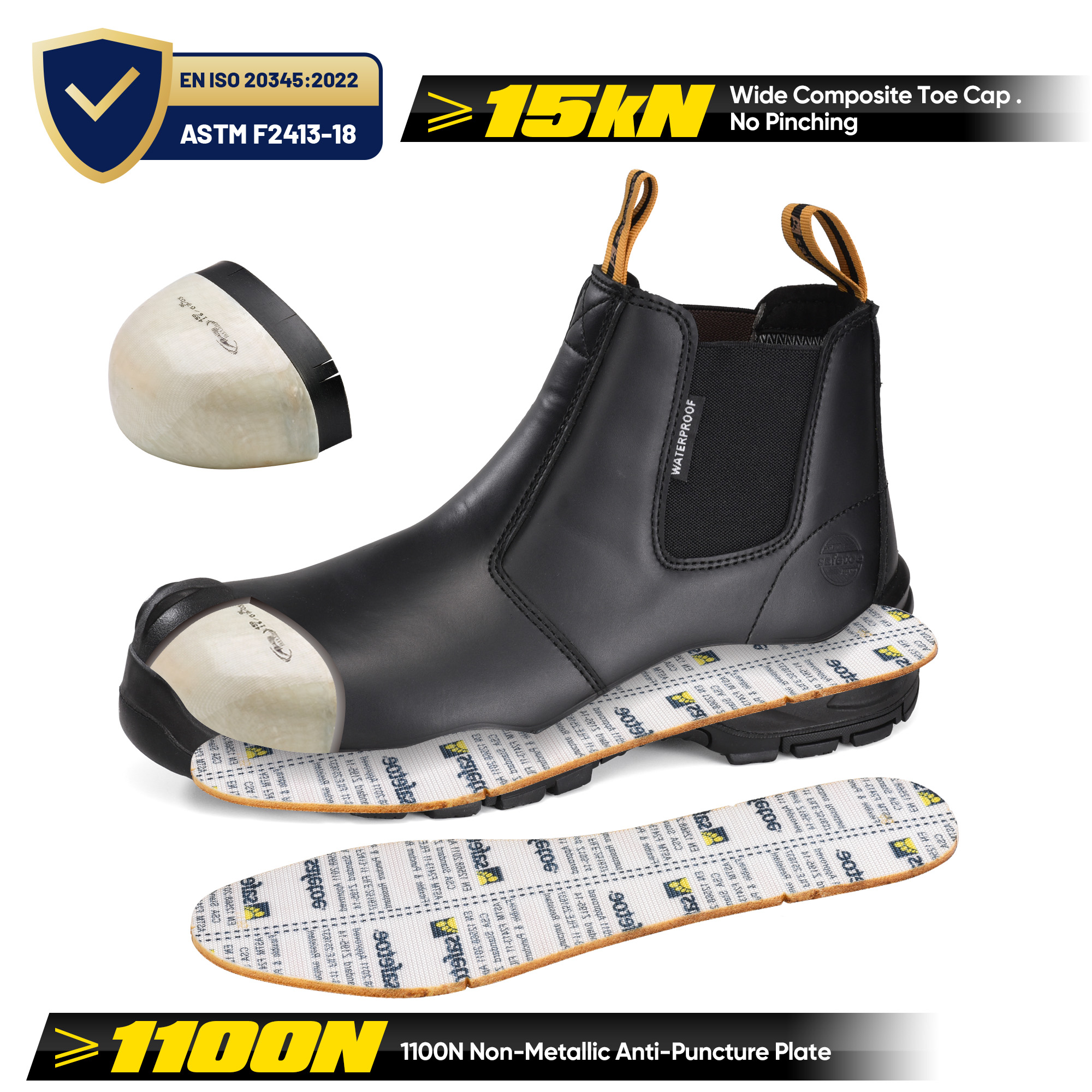 Chelsea Work Boots Industrial Safety Schuhe Chelsea Design Sicherheitsstiefel M-8025NB BKOC