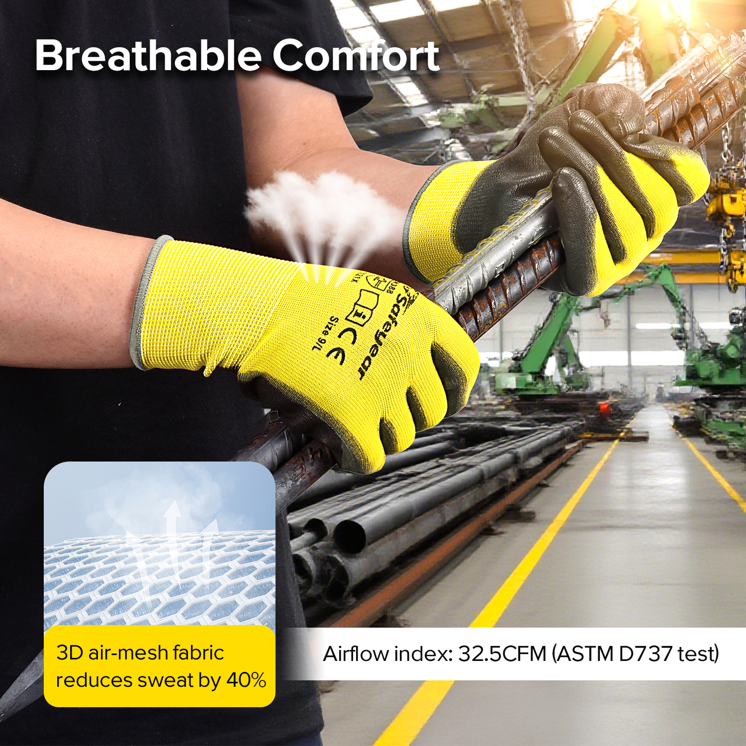 PU beschichtete Hochleistungsarbeit Handschuhe PN8003 Gelb