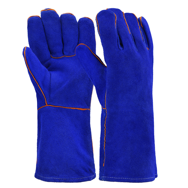 Schweißer-Arbeitshandschuhe aus Leder S-H24 Blau